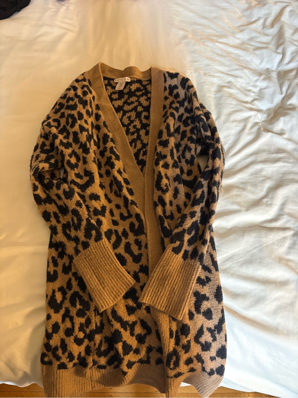 Sincerely Jules Leopard Print Open-Front Cardigan - Camel/Black
